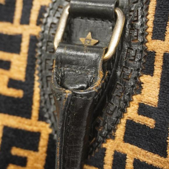 Fendi Tote Bag Zucca Leather Pile Brown Black Women's - Picture 10 of 13